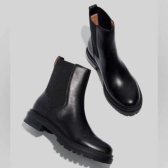 NEW NoBox Madewell The Bradley Chelsea Lug Sole Boots 8 Leather Chunky Pull On - Picture 1 of 9